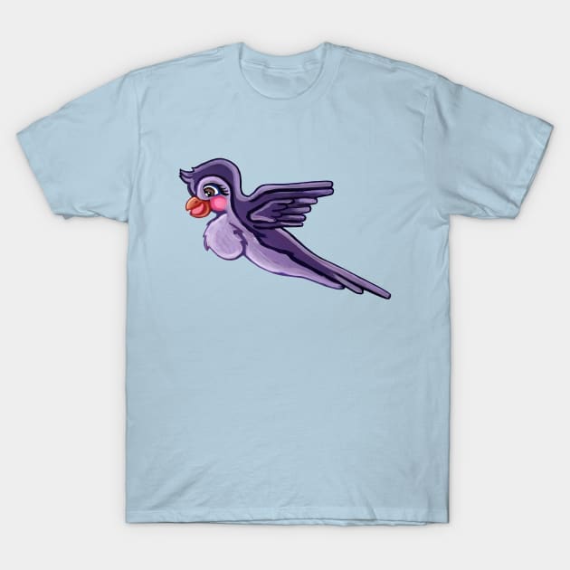 Cute Flying Purple Parrot T-Shirt by Art by Deborah Camp